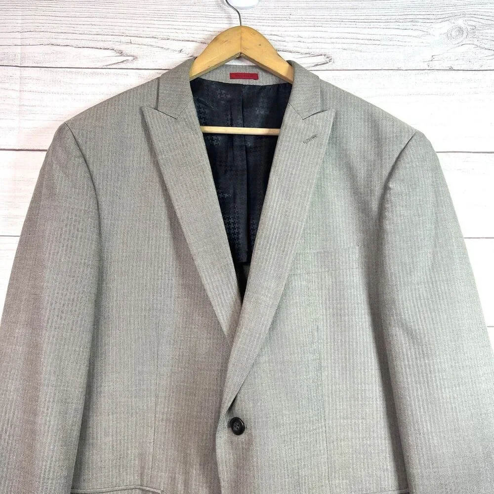 John Varvaros Mens Tan Cotton Wool Blend Blazer Jacket Size 44R